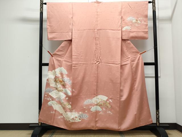平和屋着物●訪問着　駒刺繍　地紙花文　金彩　正絹　逸品　CABI1280th