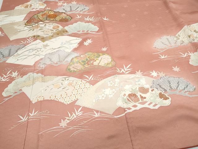 平和屋着物●訪問着　駒刺繍　地紙花文　金彩　正絹　逸品　CABI1280th