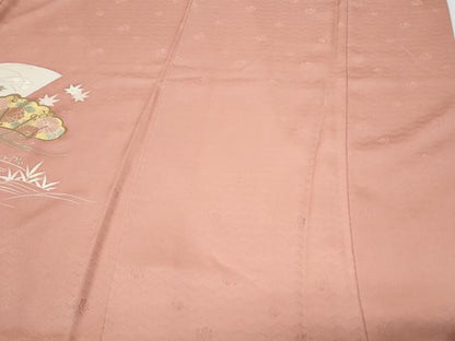 平和屋着物●訪問着　駒刺繍　地紙花文　金彩　正絹　逸品　CABI1280th