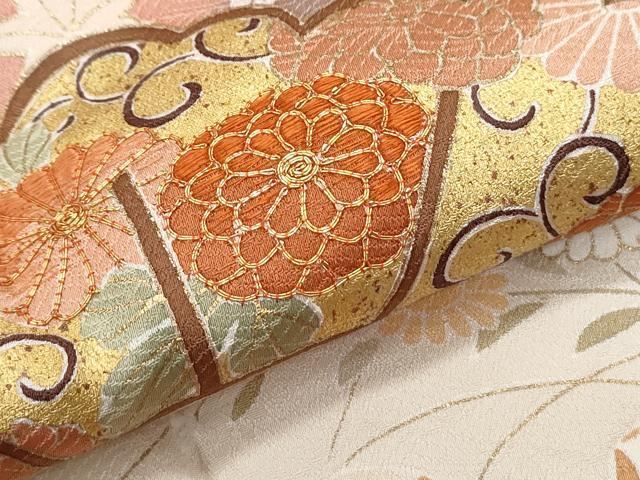平和屋着物●訪問着　駒刺繍　地紙花文　金彩　正絹　逸品　CABI1280th
