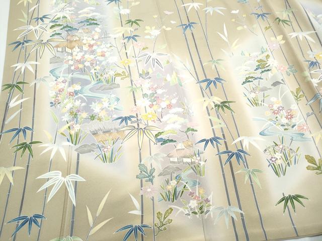平和屋着物●訪問着　作家物　駒刺繍　風景文　暈し染め　正絹　逸品　CABI1282th