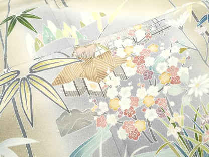 平和屋着物●訪問着　作家物　駒刺繍　風景文　暈し染め　正絹　逸品　CABI1282th