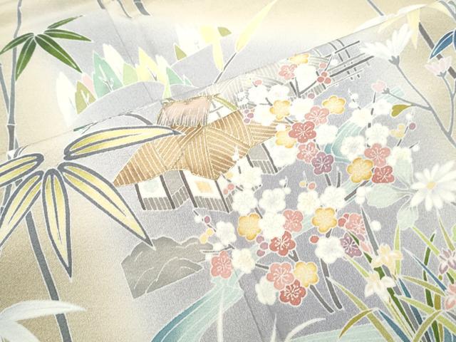 平和屋着物●訪問着　作家物　駒刺繍　風景文　暈し染め　正絹　逸品　CABI1282th