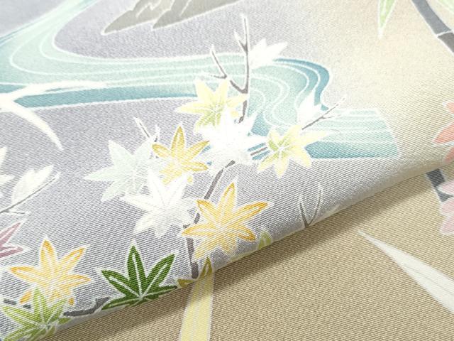 平和屋着物●訪問着　作家物　駒刺繍　風景文　暈し染め　正絹　逸品　CABI1282th