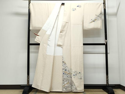 平和屋着物●訪問着　唐織　雪輪花文　金銀糸　正絹　逸品　CABI1283th