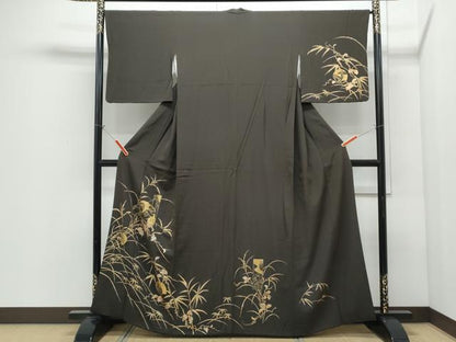 平和屋着物●訪問着　竹屋町刺繍　草花文　金彩　正絹　逸品　CABI1284th