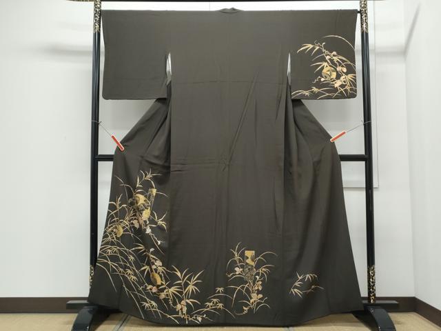 平和屋着物●訪問着　竹屋町刺繍　草花文　金彩　正絹　逸品　CABI1284th