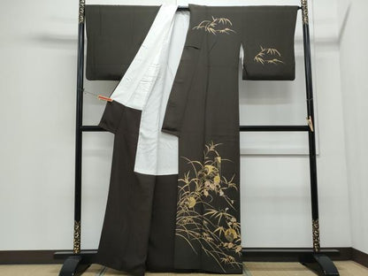 平和屋着物●訪問着　竹屋町刺繍　草花文　金彩　正絹　逸品　CABI1284th