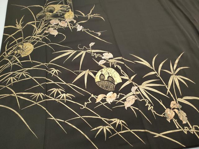 平和屋着物●訪問着　竹屋町刺繍　草花文　金彩　正絹　逸品　CABI1284th