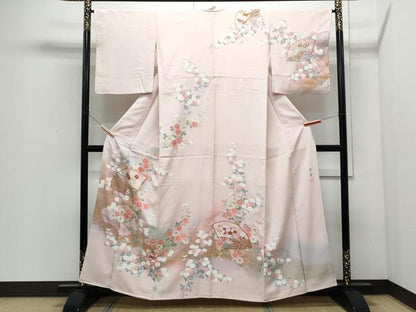 平和屋着物●訪問着　作家物　扇面花文　暈し染め　金彩　正絹　逸品　CABI1285th
