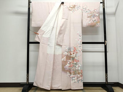 平和屋着物●訪問着　作家物　扇面花文　暈し染め　金彩　正絹　逸品　CABI1285th