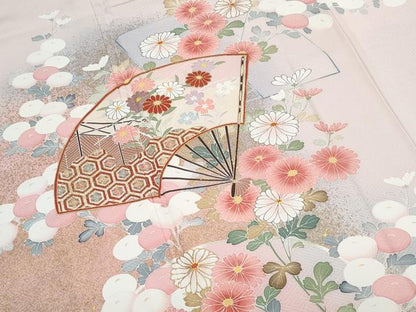平和屋着物●訪問着　作家物　扇面花文　暈し染め　金彩　正絹　逸品　CABI1285th