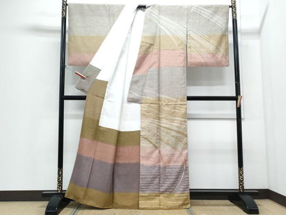 平和屋着物●訪問着　牛首紬　作家物　流水文　正絹　逸品　CABI1287th