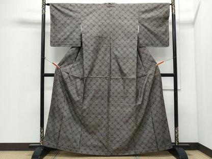 平和屋着物●本場大島紬　9マルキ　麻の葉文　様正絹　逸品　未使用　CABI1288th