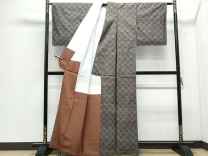 平和屋着物●本場大島紬　9マルキ　麻の葉文　様正絹　逸品　未使用　CABI1288th