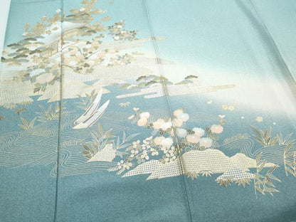 平和屋着物●訪問着　風景文　暈し染め　金彩　正絹　逸品　未使用　CABI1291th