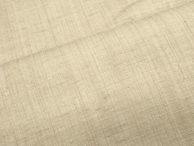 平和屋着物●本場結城紬　色無地　白橡色　奥順織物謹製　証紙付き　正絹　逸品　CABI1295th