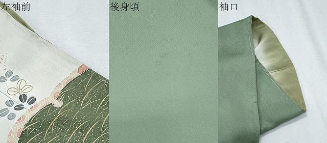 平和屋着物●訪問着　駒刺繍　花蝶文　暈し染め　金彩　正絹　逸品　CABI1307th　