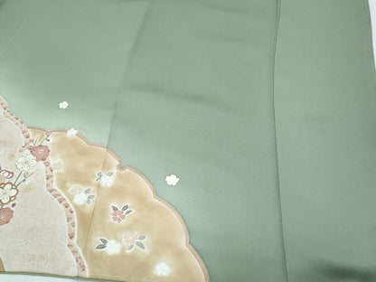 平和屋着物●訪問着　駒刺繍　花蝶文　暈し染め　金彩　正絹　逸品　CABI1307th　