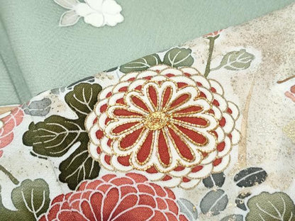 平和屋着物●訪問着　駒刺繍　花蝶文　暈し染め　金彩　正絹　逸品　CABI1307th　