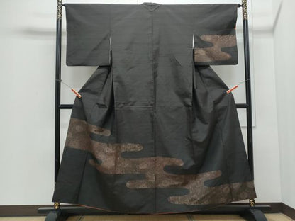 平和屋着物●本場大島紬　訪問着　エ霞草花文　正絹　逸品　CABI1311th