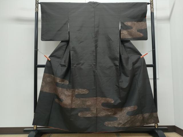 平和屋着物●本場大島紬　訪問着　エ霞草花文　正絹　逸品　CABI1311th
