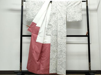 平和屋着物●本場大島紬　白大島　草花文　前田秀志作　証紙付き　正絹　逸品　CABI1312th