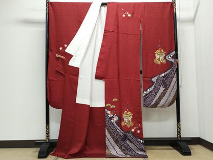 平和屋着物●豪華振袖　駒刺繍　絞り　鉾　金彩　正絹　逸品　CABI1314th