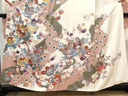 平和屋着物●豪華振袖　駒刺繍　枝花文　金彩　正絹　逸品　CABI1315th