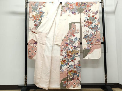 平和屋着物●豪華振袖　駒刺繍　枝花文　金彩　正絹　逸品　CABI1315th