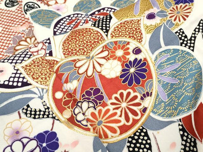 平和屋着物●豪華振袖　駒刺繍　枝花文　金彩　正絹　逸品　CABI1315th