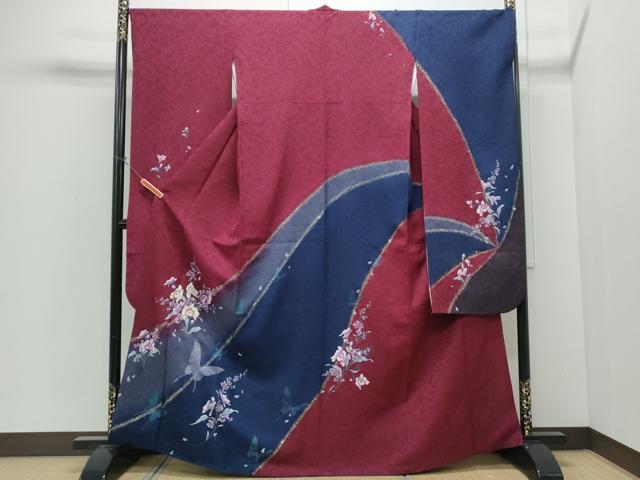 平和屋着物●豪華振袖　刺繍　花蝶文　暈し染め　金彩　やまと誂製　正絹　逸品　CABI1317th