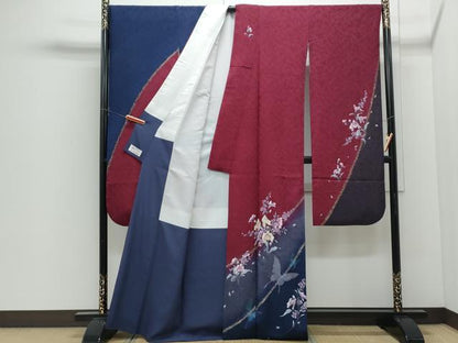 平和屋着物●豪華振袖　刺繍　花蝶文　暈し染め　金彩　やまと誂製　正絹　逸品　CABI1317th