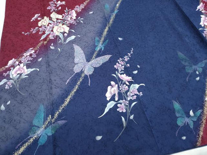 平和屋着物●豪華振袖　刺繍　花蝶文　暈し染め　金彩　やまと誂製　正絹　逸品　CABI1317th