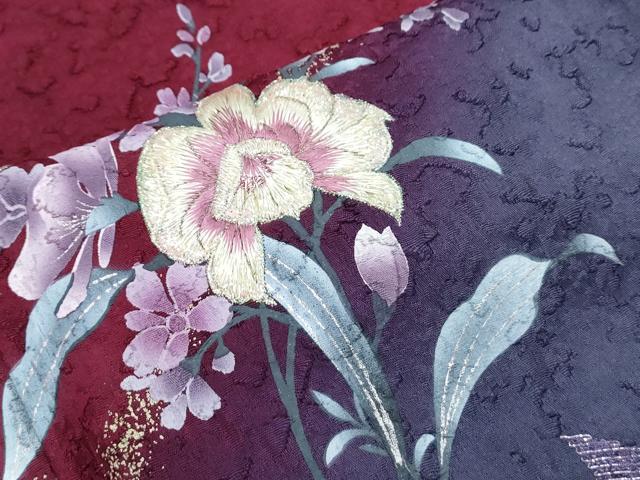 平和屋着物●豪華振袖　刺繍　花蝶文　暈し染め　金彩　やまと誂製　正絹　逸品　CABI1317th