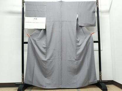 平和屋着物●江戸小紋　万筋　似せ紫色×桔梗鼠色　反端付き　正絹　逸品　CABI1319th