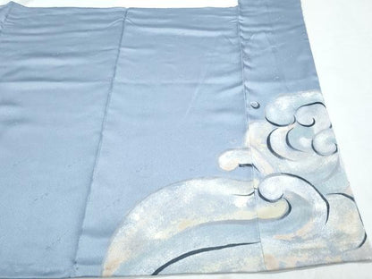 平和屋着物●訪問着　手描き　立波文　ロング丈　正絹　逸品　CABI1323th