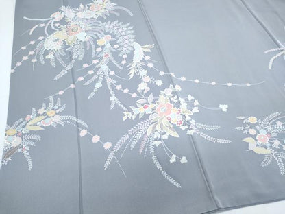 平和屋着物●訪問着　草花文　金彩　正絹　逸品　CABI1326th