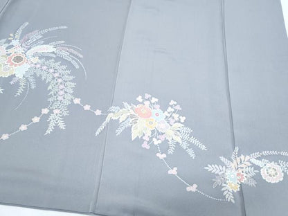 平和屋着物●訪問着　草花文　金彩　正絹　逸品　CABI1326th