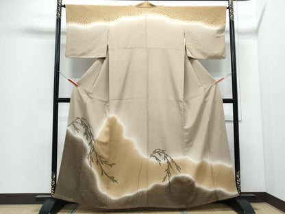 平和屋着物●訪問着　作家物　枝葉文　暈し染め　金彩　正絹　逸品　CABI1327th