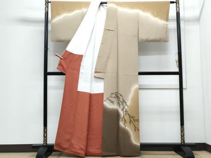 平和屋着物●訪問着　作家物　枝葉文　暈し染め　金彩　正絹　逸品　CABI1327th