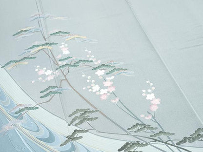 平和屋着物●訪問着　友禅　作家物　草花文　正絹　逸品　CABI1328th