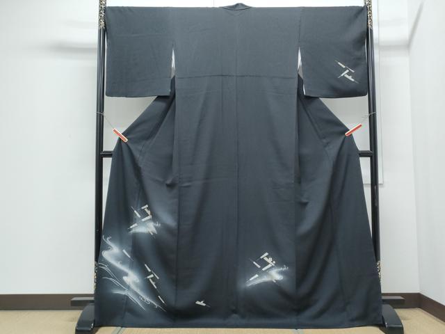 平和屋着物●訪問着　扇面流水花文　暈し染め　金銀彩　ロング丈　正絹　逸品　CABI1329th