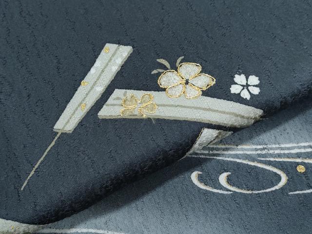 平和屋着物●訪問着　扇面流水花文　暈し染め　金銀彩　ロング丈　正絹　逸品　CABI1329th