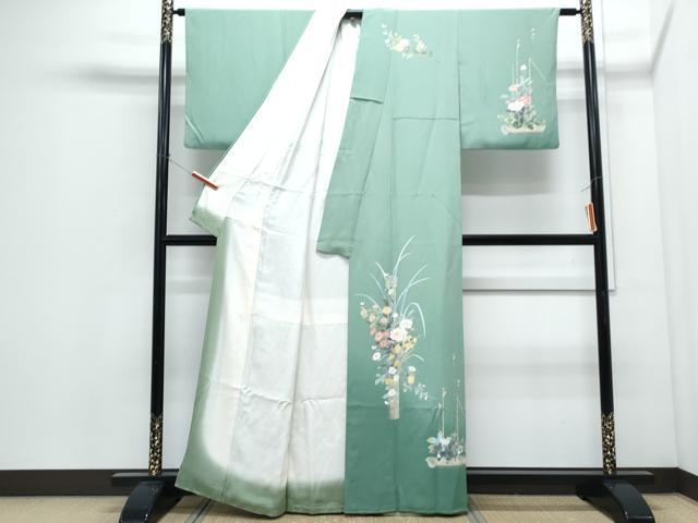 平和屋着物●十日町友禅　女流作家　遠田藤舟　訪問着　竹　草花文　暈し染め　正絹　逸品　CABI1330th