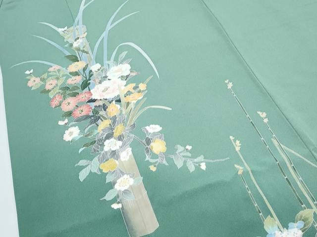 平和屋着物●十日町友禅　女流作家　遠田藤舟　訪問着　竹　草花文　暈し染め　正絹　逸品　CABI1330th
