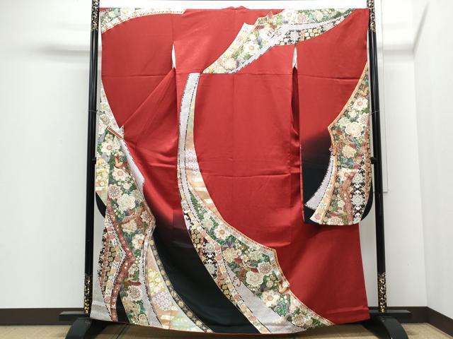 平和屋着物●豪華振袖　鳳凰花文　暈し染め　金彩　正絹　逸品　CABI1333th