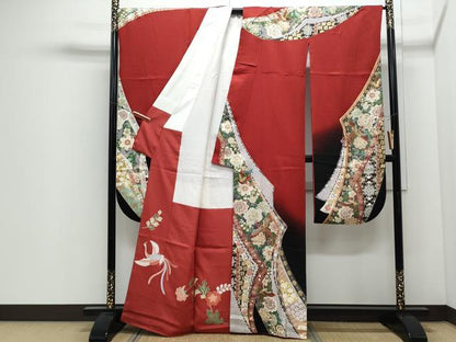 平和屋着物●豪華振袖　鳳凰花文　暈し染め　金彩　正絹　逸品　CABI1333th