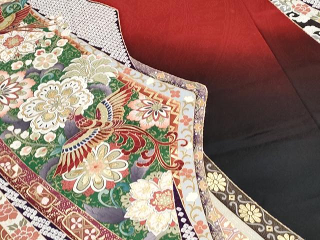 平和屋着物●豪華振袖　鳳凰花文　暈し染め　金彩　正絹　逸品　CABI1333th