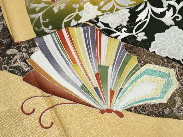 平和屋着物●豪華振袖　更紗花蝶文　暈し染め　金彩　正絹　逸品　CABI1334th